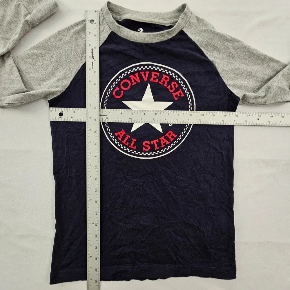 Converse All-Star Chuck Taylor Blue Long Sleeve Colorblock Cotton TShirt Youth M